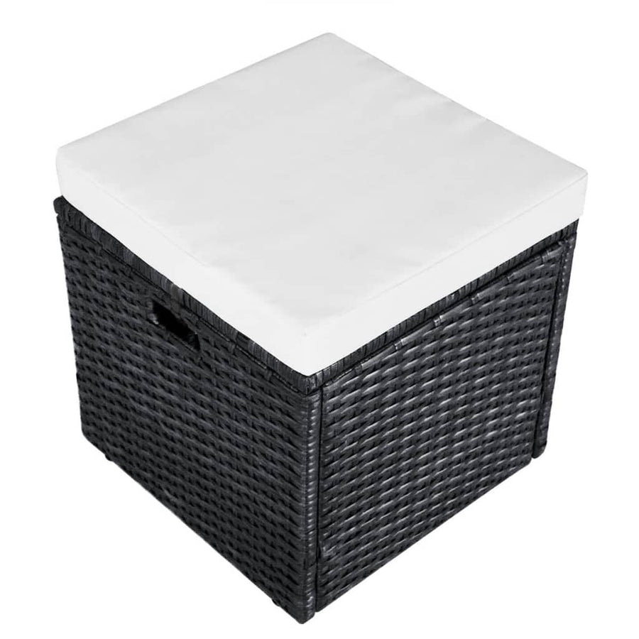-Delige Loungeset Met Kussens Poly Rattan Zwart en wit