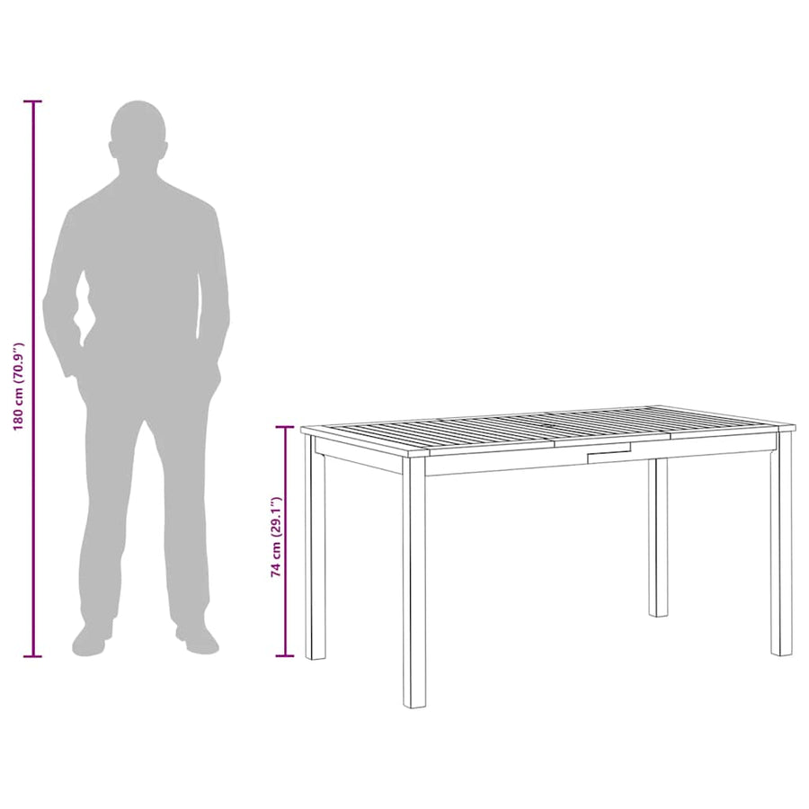 Tuintafel 140x80x74 cm massief acaciahout