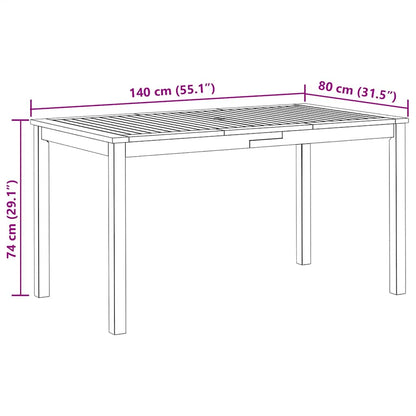 Tuintafel 140x80x74 cm massief acaciahout