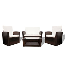 -Delige Loungeset Met Kussens Poly Rattan 4 Bruin