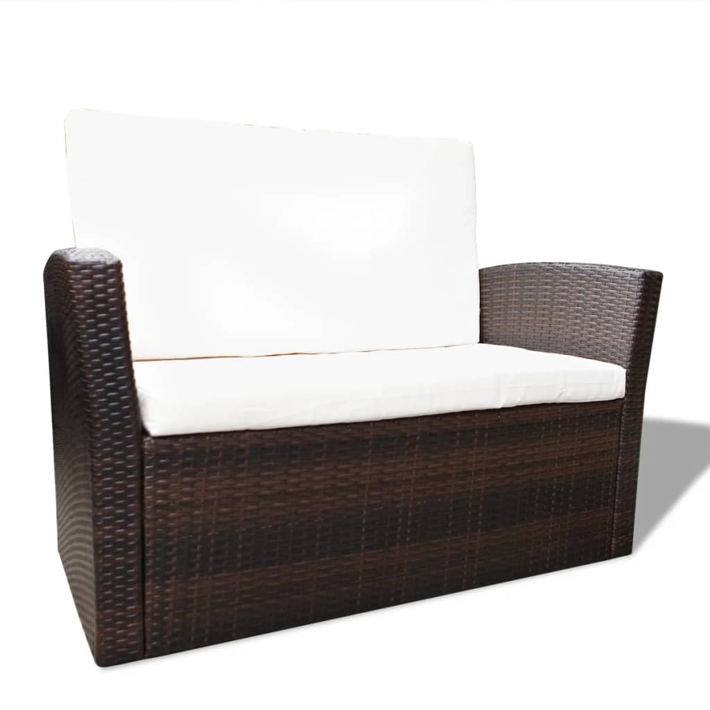 -Delige Loungeset Met Kussens Poly Rattan 4 Bruin