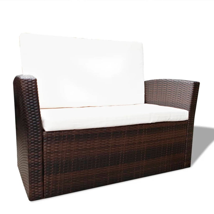 -Delige Loungeset Met Kussens Poly Rattan 4 Bruin
