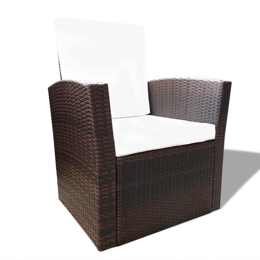 -Delige Loungeset Met Kussens Poly Rattan 4 Bruin