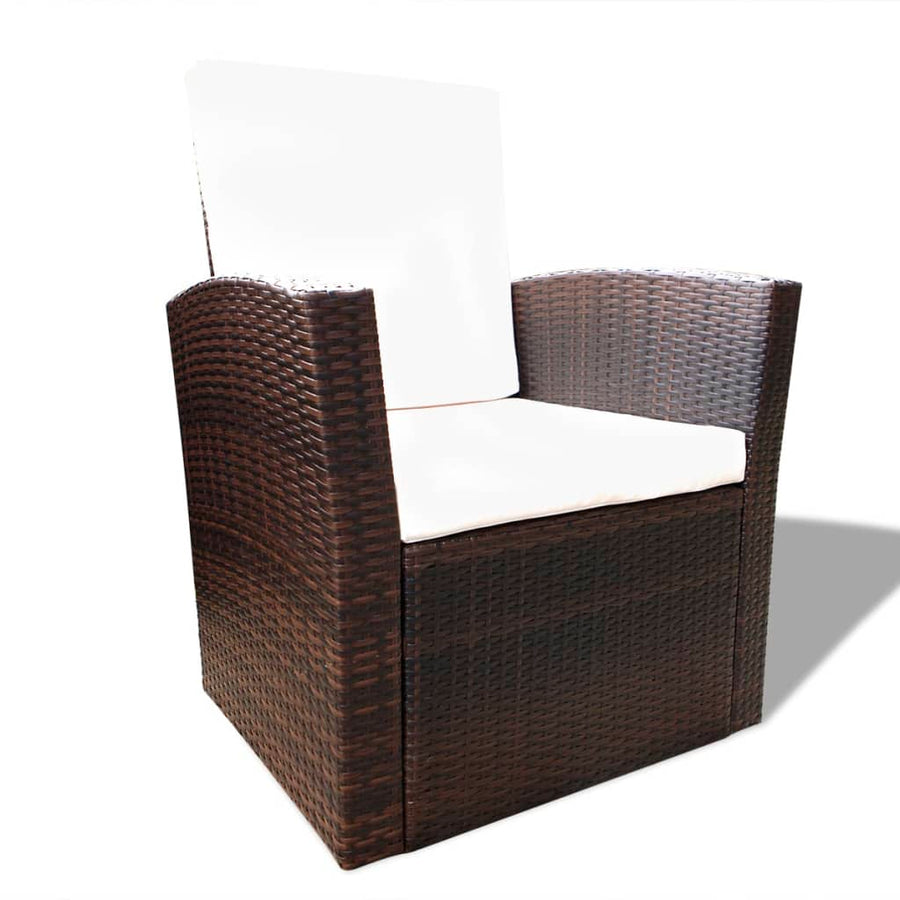 -Delige Loungeset Met Kussens Poly Rattan 4 Bruin