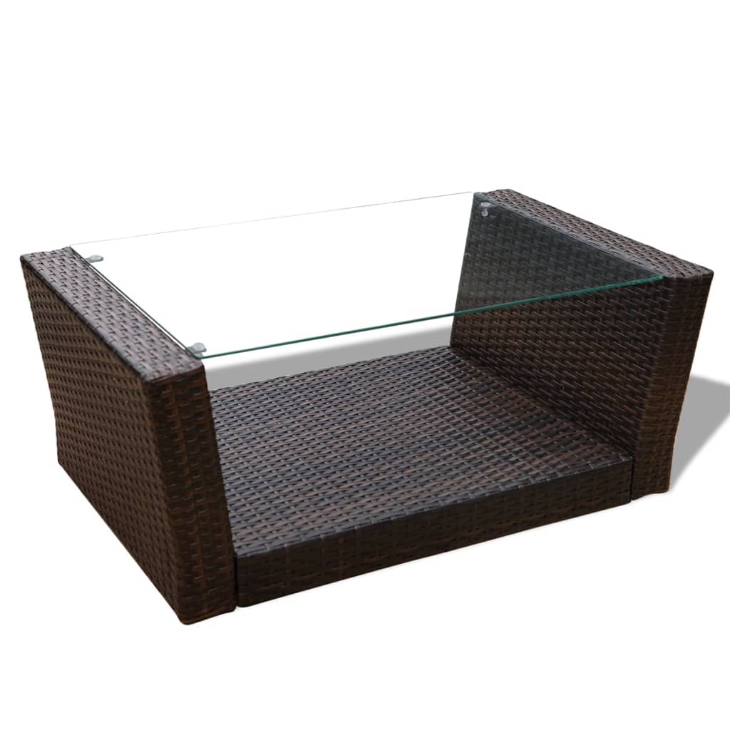 -Delige Loungeset Met Kussens Poly Rattan 4 Bruin