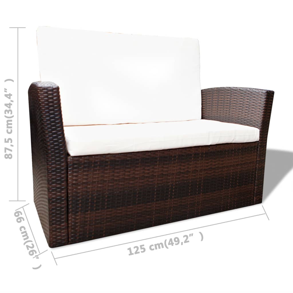 -Delige Loungeset Met Kussens Poly Rattan 4 Bruin
