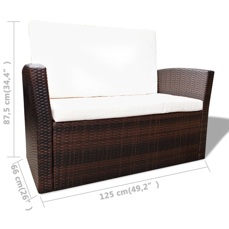 -Delige Loungeset Met Kussens Poly Rattan 4 Bruin