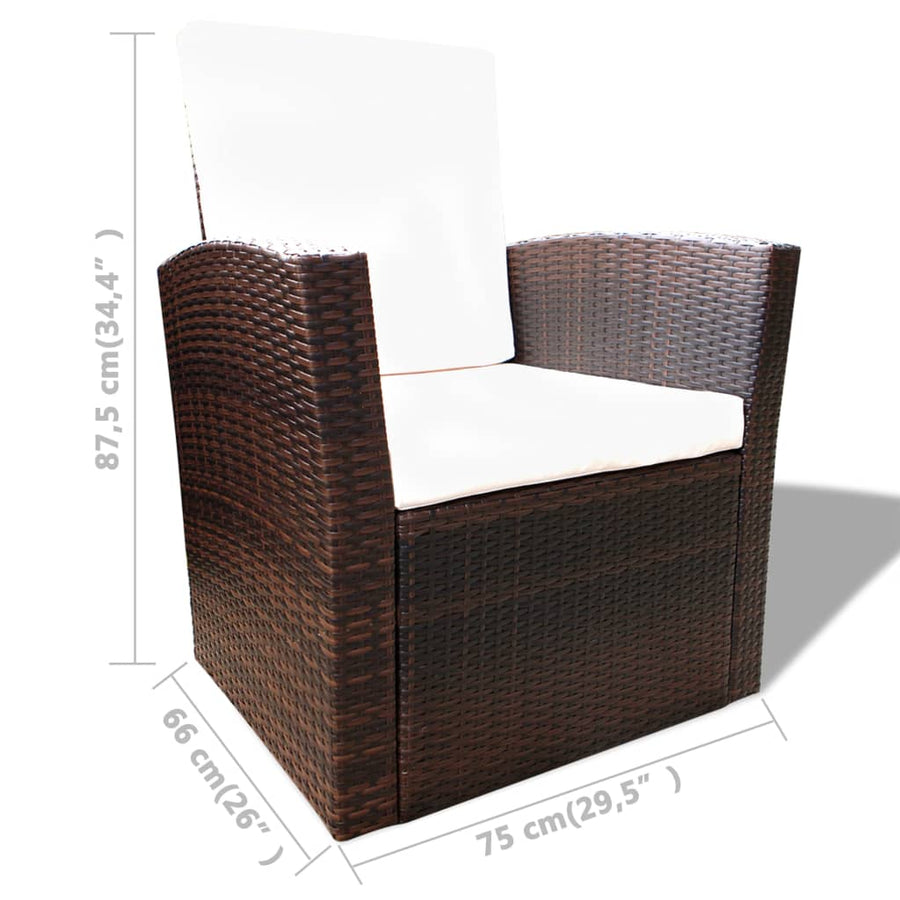 -Delige Loungeset Met Kussens Poly Rattan 4 Bruin