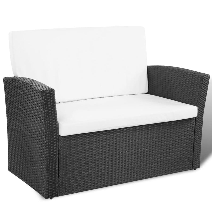 -Delige Loungeset Met Kussens Poly Rattan 4 Zwart