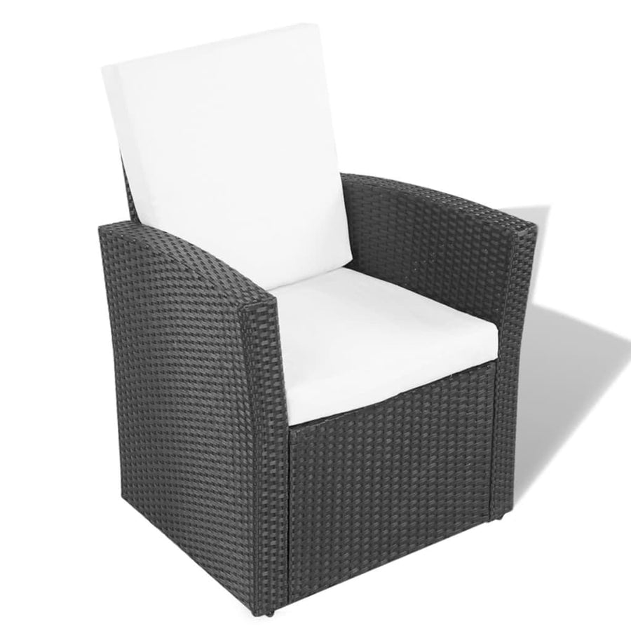 -Delige Loungeset Met Kussens Poly Rattan 4 Zwart
