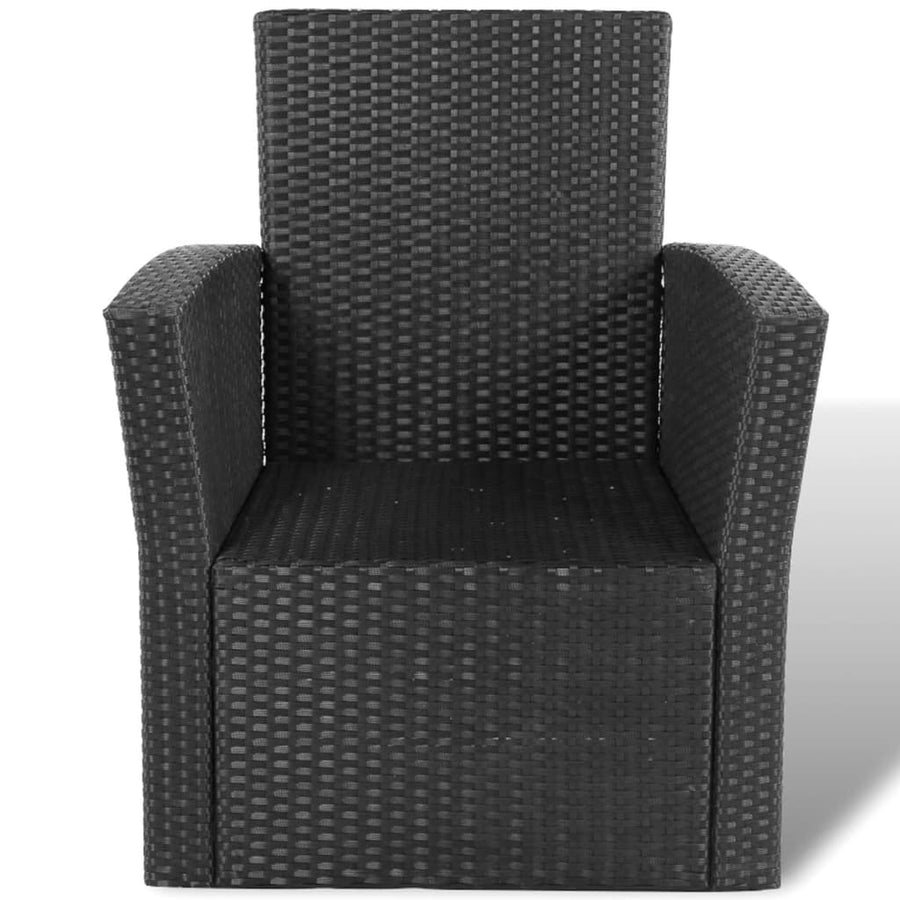 -Delige Loungeset Met Kussens Poly Rattan 4 Zwart