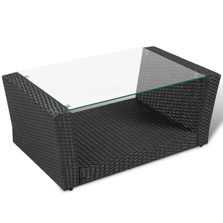 -Delige Loungeset Met Kussens Poly Rattan 4 Zwart