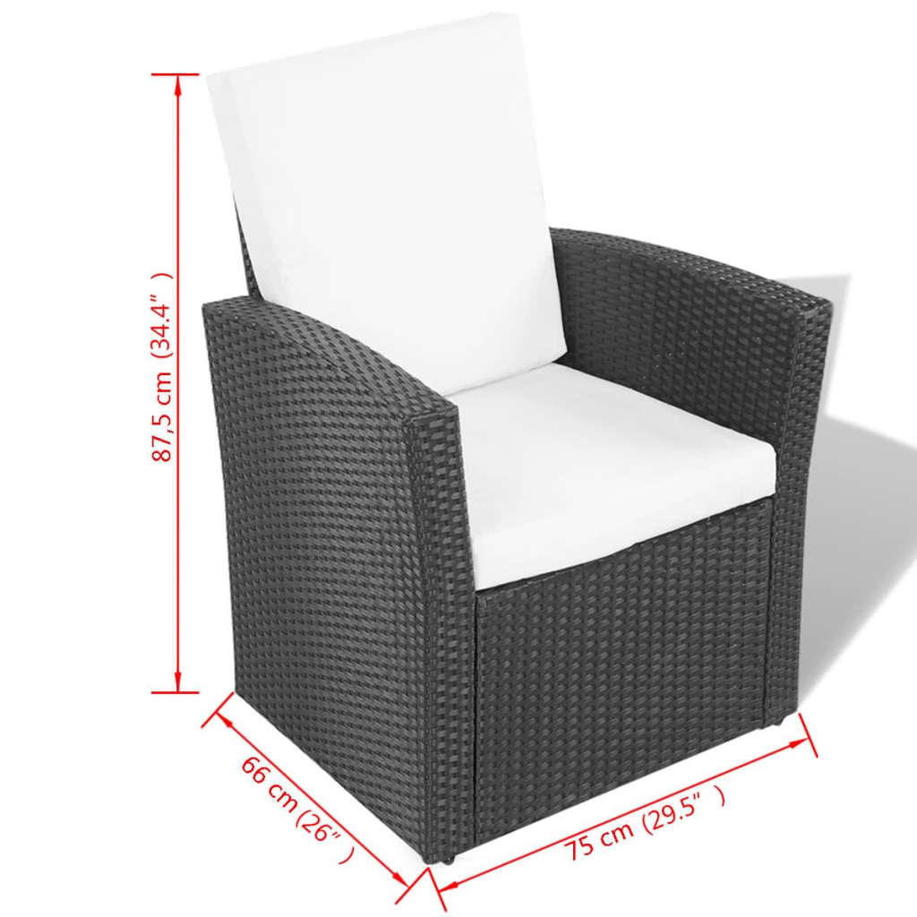 -Delige Loungeset Met Kussens Poly Rattan 4 Zwart