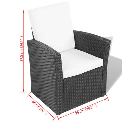 -Delige Loungeset Met Kussens Poly Rattan 4 Zwart