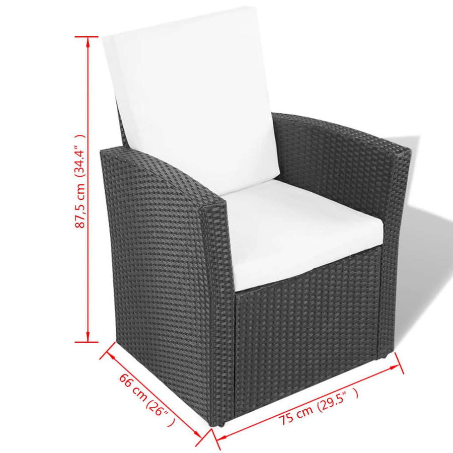 -Delige Loungeset Met Kussens Poly Rattan 4 Zwart