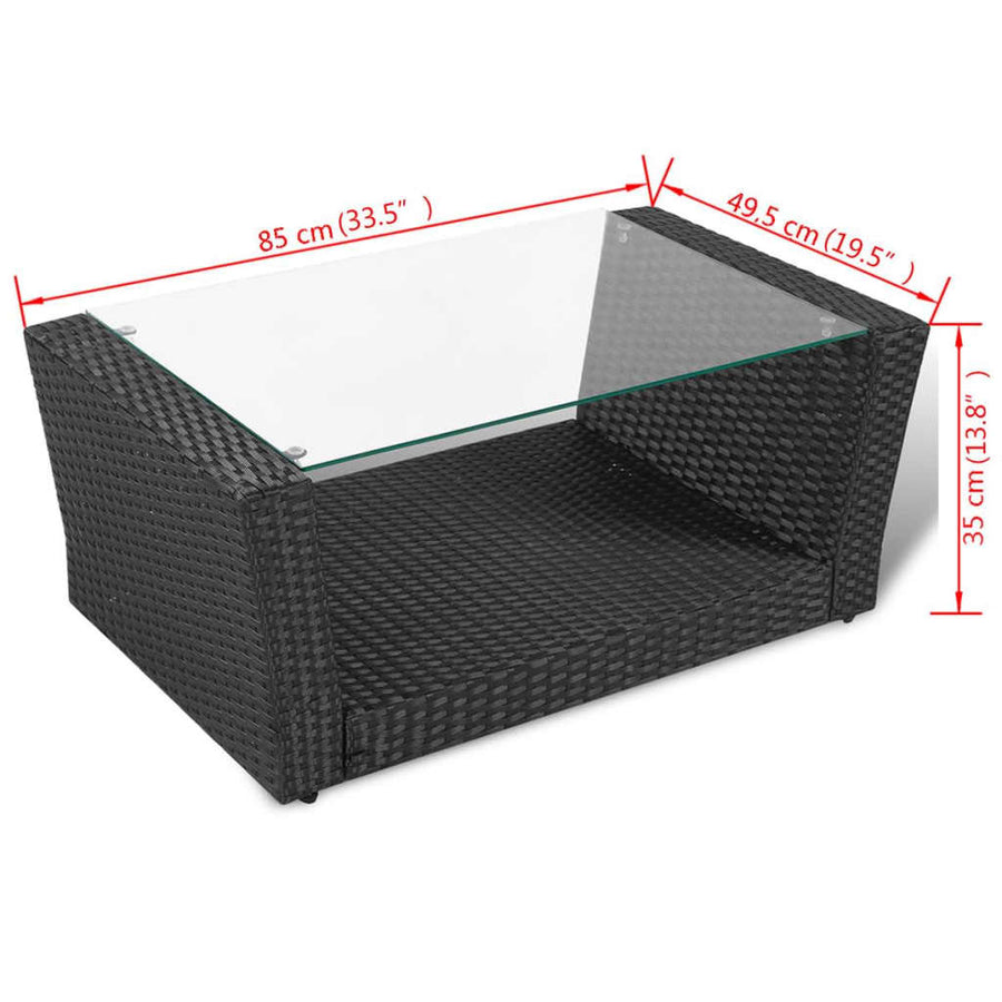 -Delige Loungeset Met Kussens Poly Rattan 4 Zwart