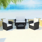 -Delige Loungeset Met Kussens Poly Rattan 4 Zwart