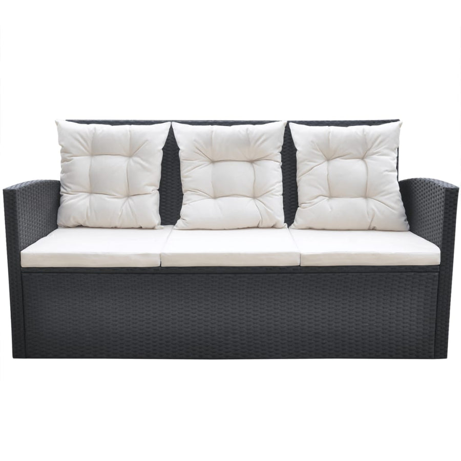-Delige Tuinset Met Kussens Poly Rattan Zwart