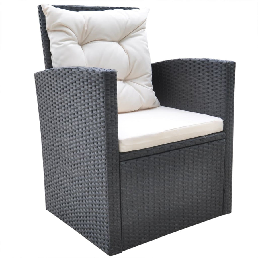 -Delige Tuinset Met Kussens Poly Rattan Zwart