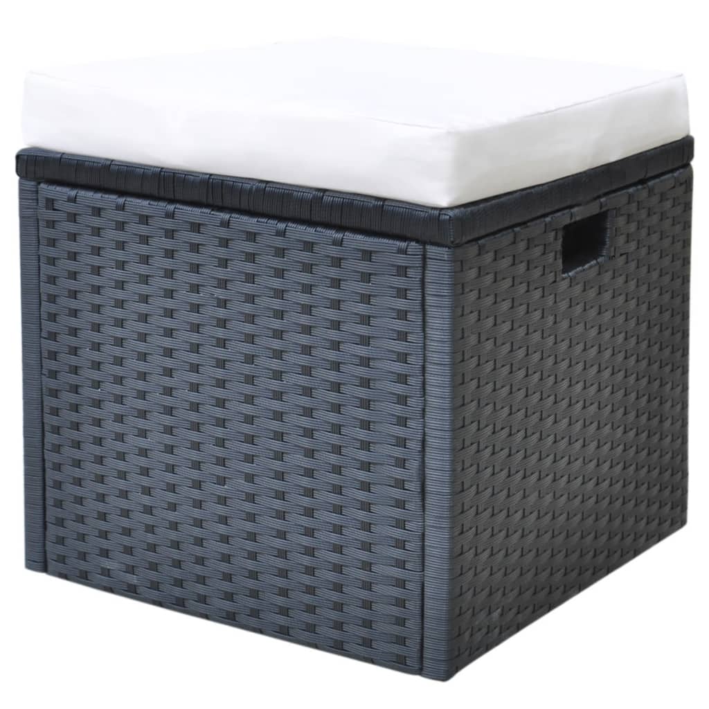 -Delige Tuinset Met Kussens Poly Rattan Zwart