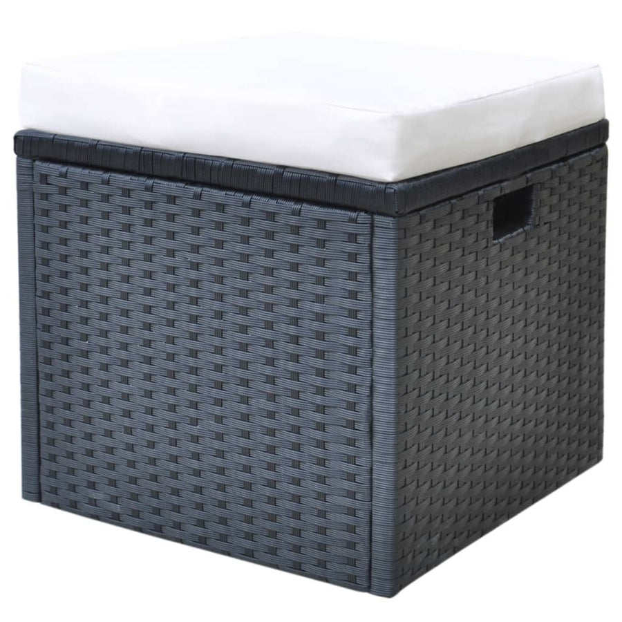 -Delige Tuinset Met Kussens Poly Rattan Zwart