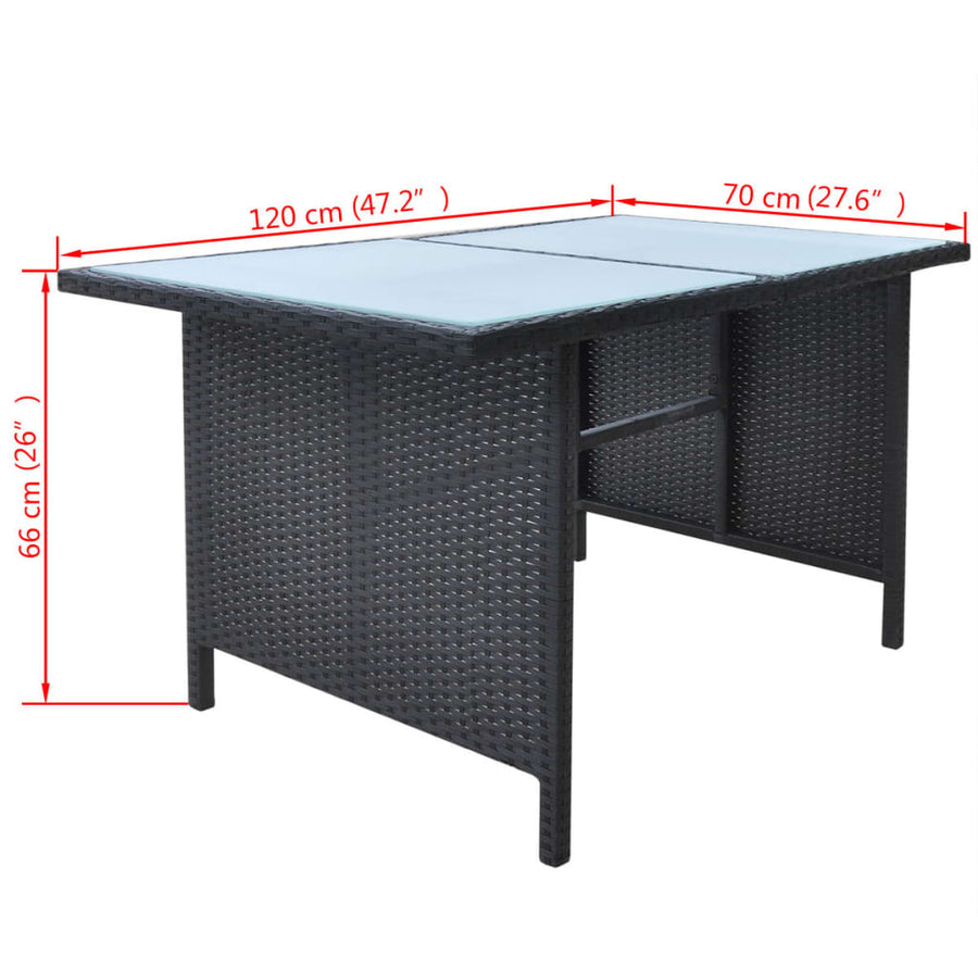 -Delige Tuinset Met Kussens Poly Rattan Zwart