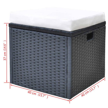-Delige Tuinset Met Kussens Poly Rattan Zwart