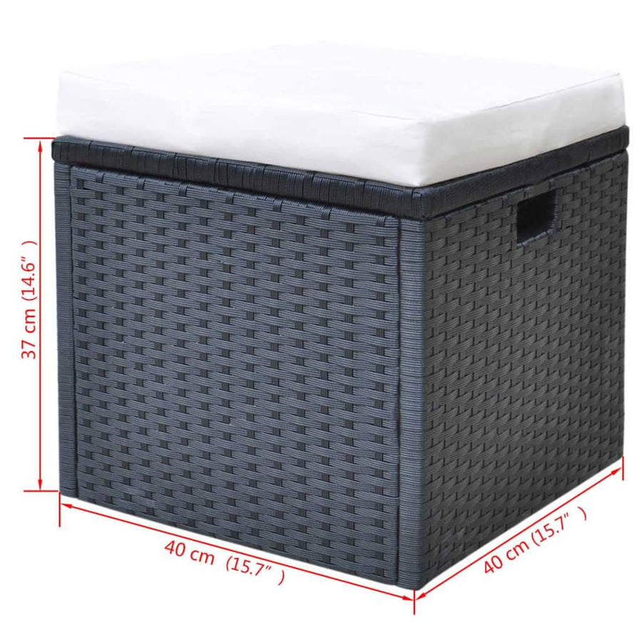 -Delige Tuinset Met Kussens Poly Rattan Zwart