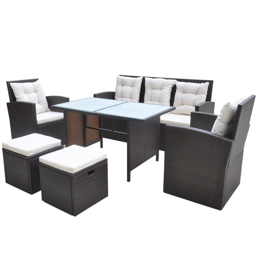 -Delige Tuinset Met Kussens Poly Rattan Bruin