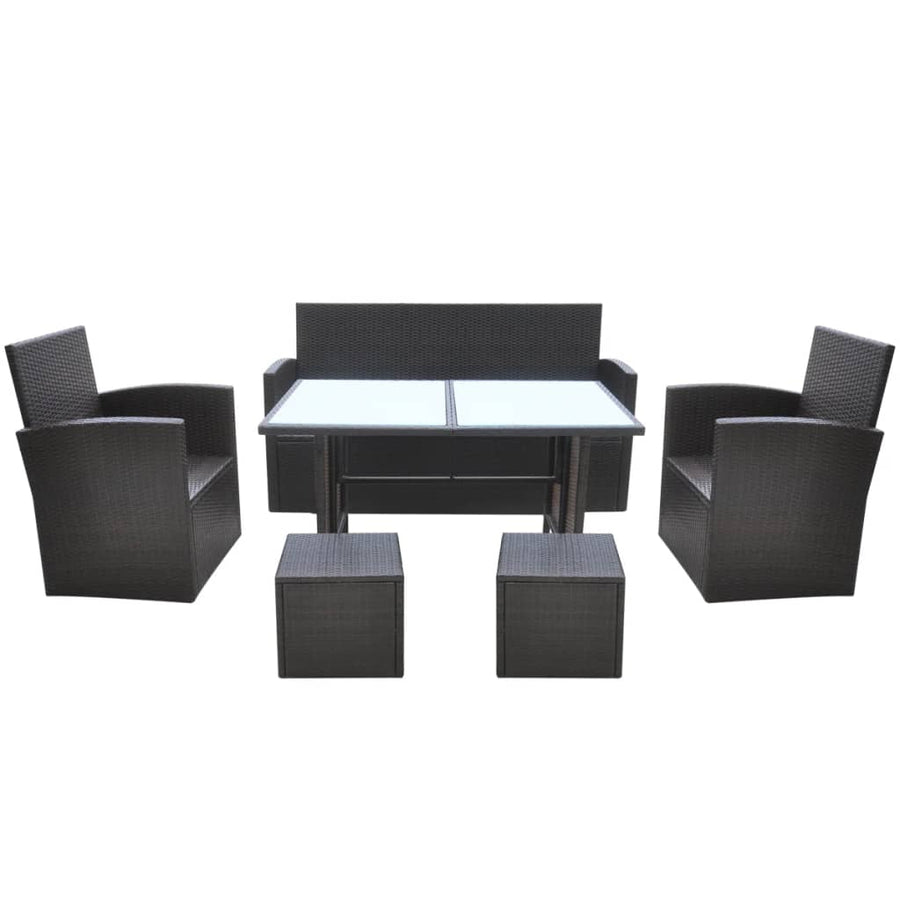 -Delige Tuinset Met Kussens Poly Rattan Bruin