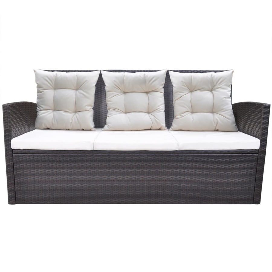 -Delige Tuinset Met Kussens Poly Rattan Bruin