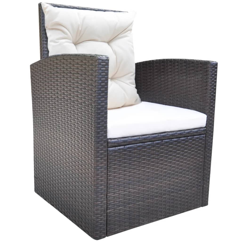 -Delige Tuinset Met Kussens Poly Rattan Bruin
