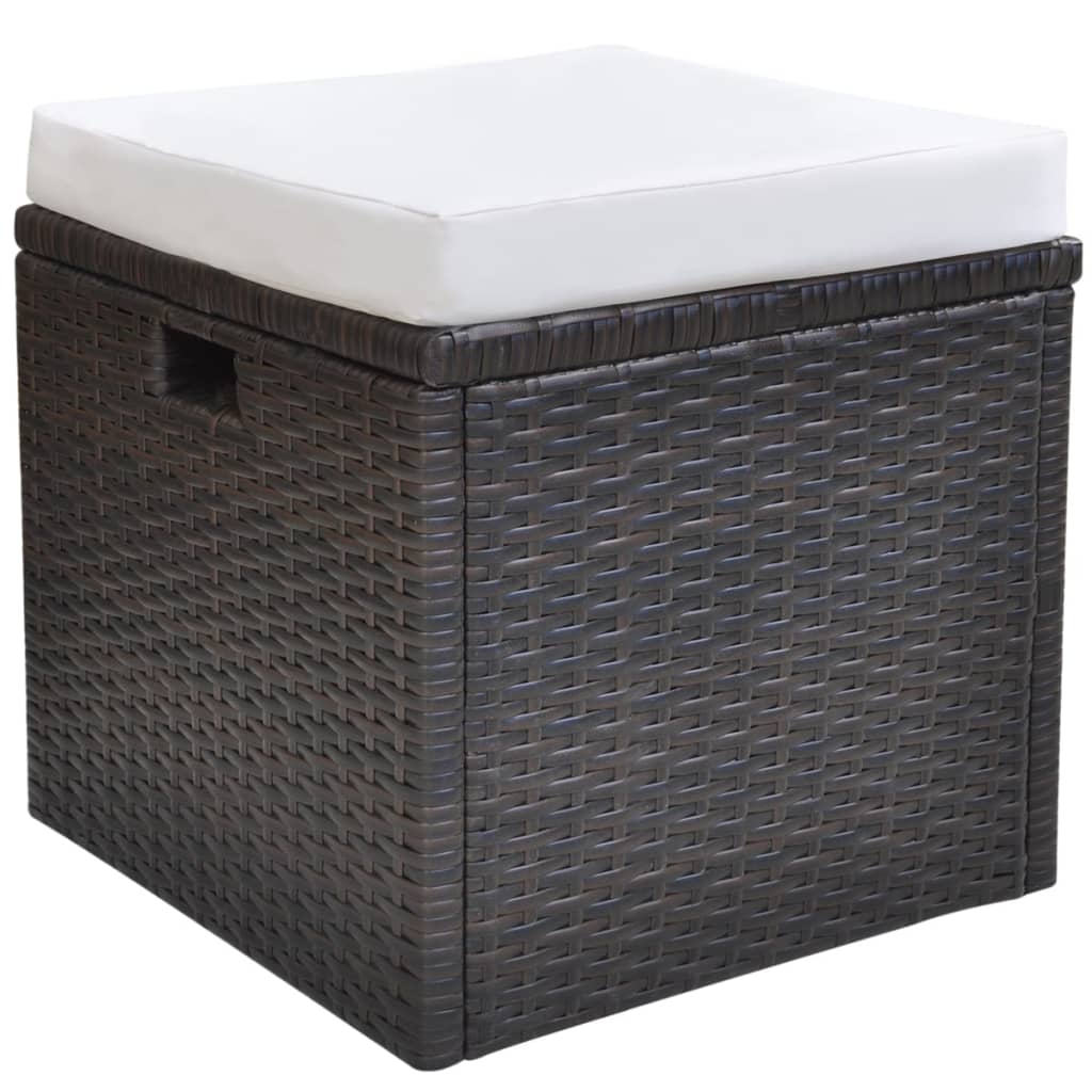 -Delige Tuinset Met Kussens Poly Rattan Bruin