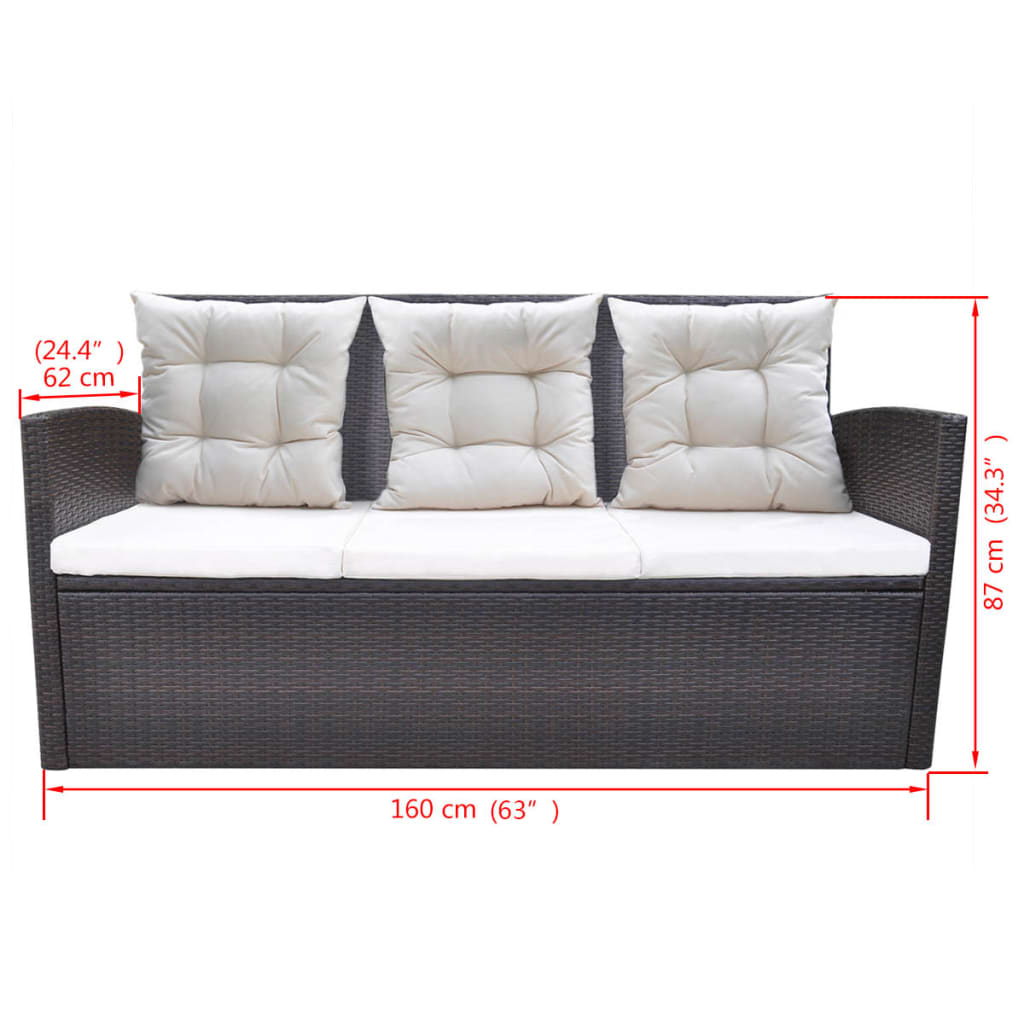 -Delige Tuinset Met Kussens Poly Rattan Bruin