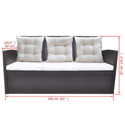 -Delige Tuinset Met Kussens Poly Rattan Bruin