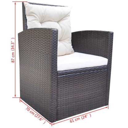 -Delige Tuinset Met Kussens Poly Rattan Bruin