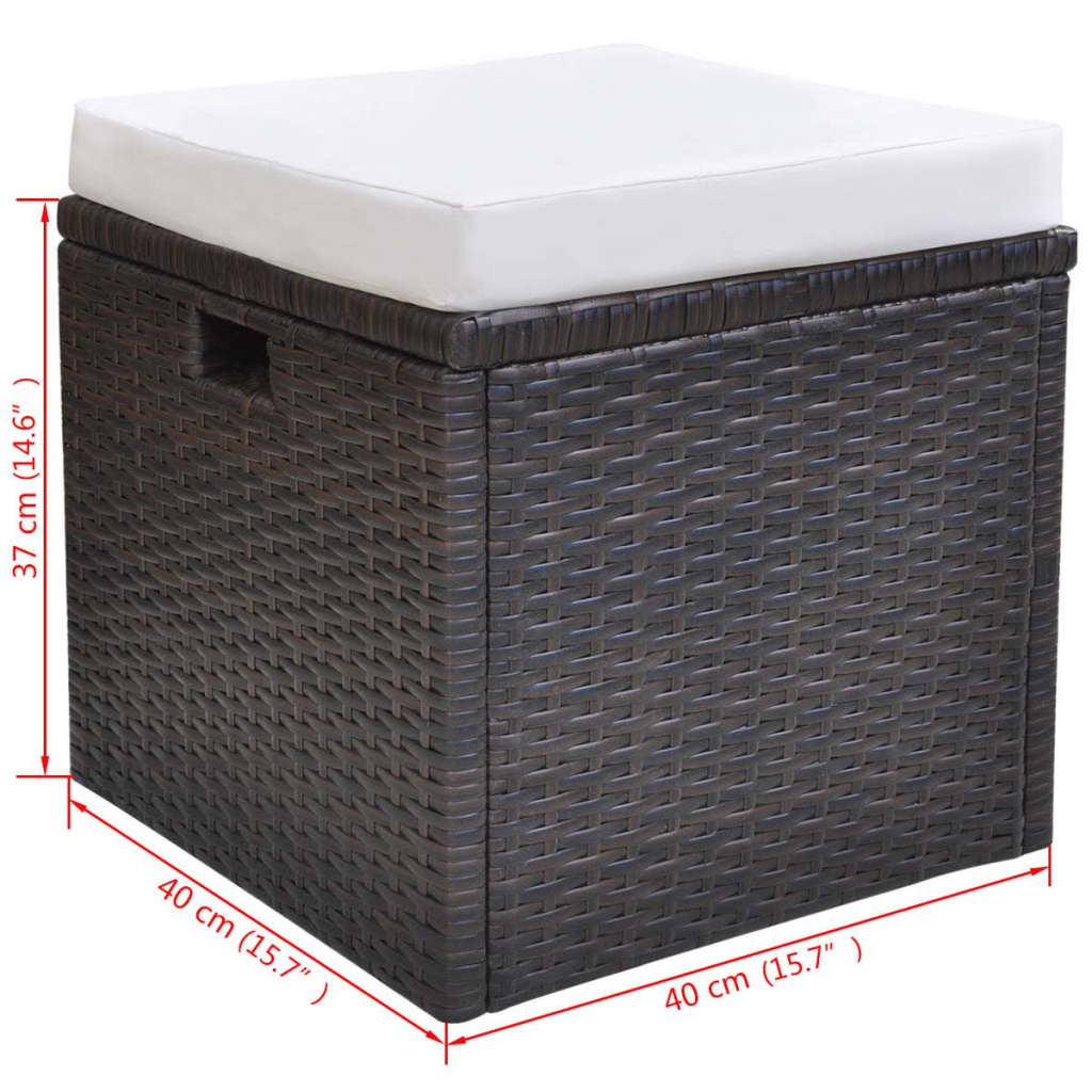 -Delige Tuinset Met Kussens Poly Rattan Bruin