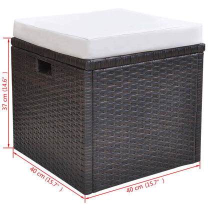 -Delige Tuinset Met Kussens Poly Rattan Bruin