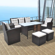 Tuinset poly rattan bruin 6-delig