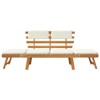 Tuinbank Met Kussens 2-In- 90 Cm Massief Acaciahout Bruin en wit