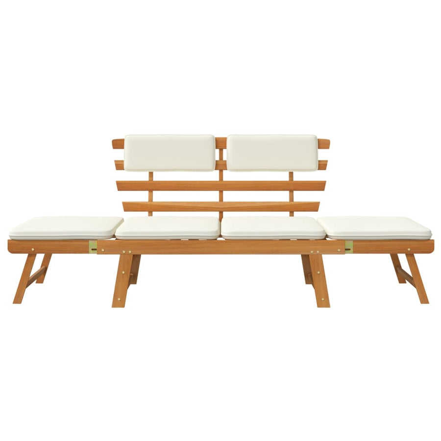 Tuinbank Met Kussens 2-In- 90 Cm Massief Acaciahout Bruin en wit