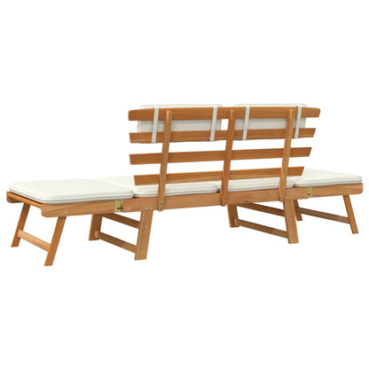 Tuinbank Met Kussens 2-In- 90 Cm Massief Acaciahout Bruin en wit