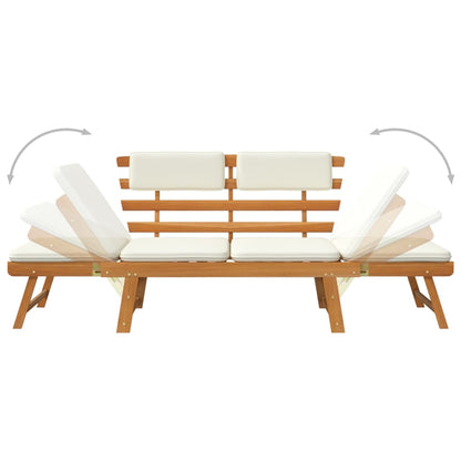 Tuinbank Met Kussens 2-In- 90 Cm Massief Acaciahout Bruin en wit