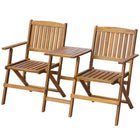 Garden bench with folding tea table 140 cm solid acacia wood