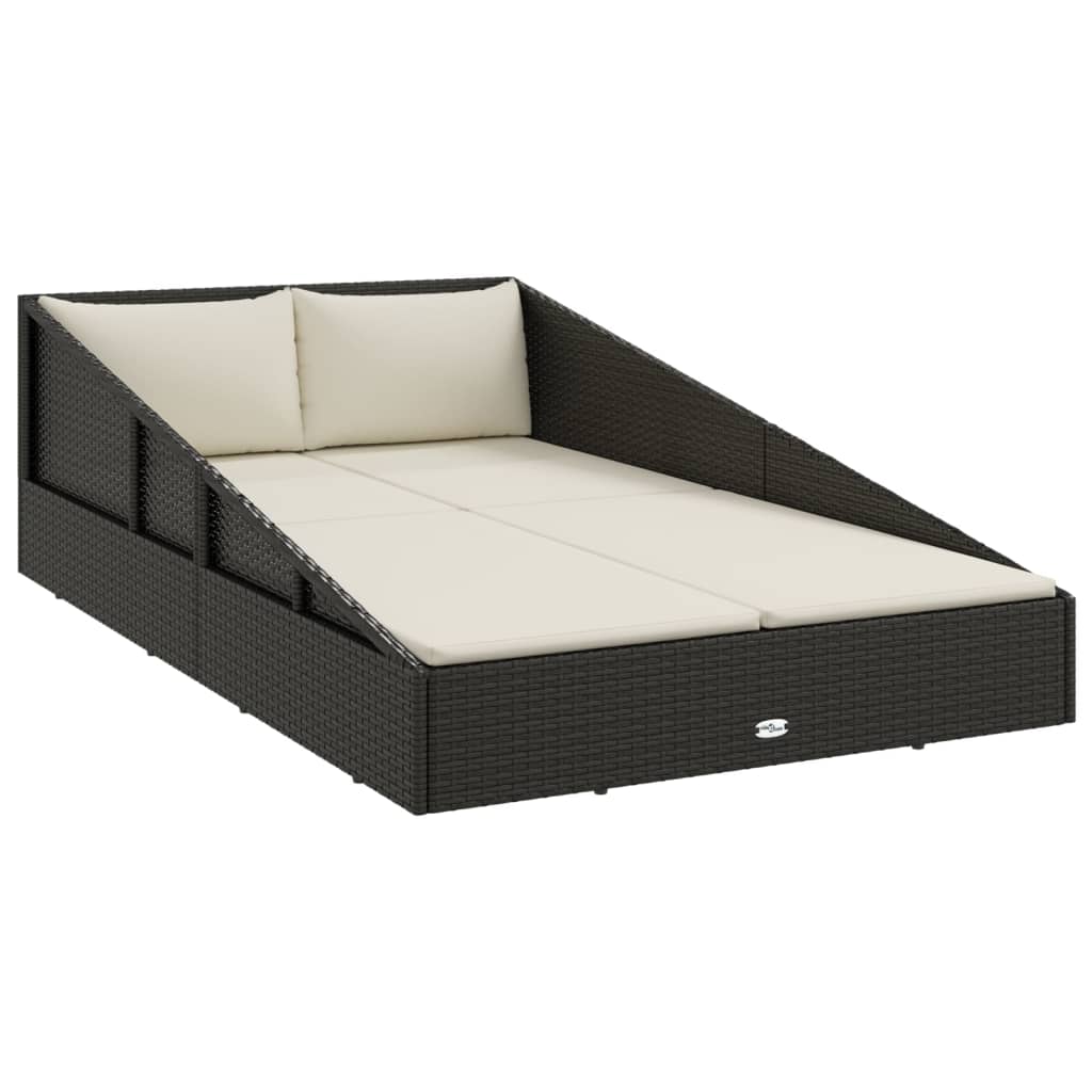 Tuinbed 110X200 Cm Poly Rattan Grijs Zwart