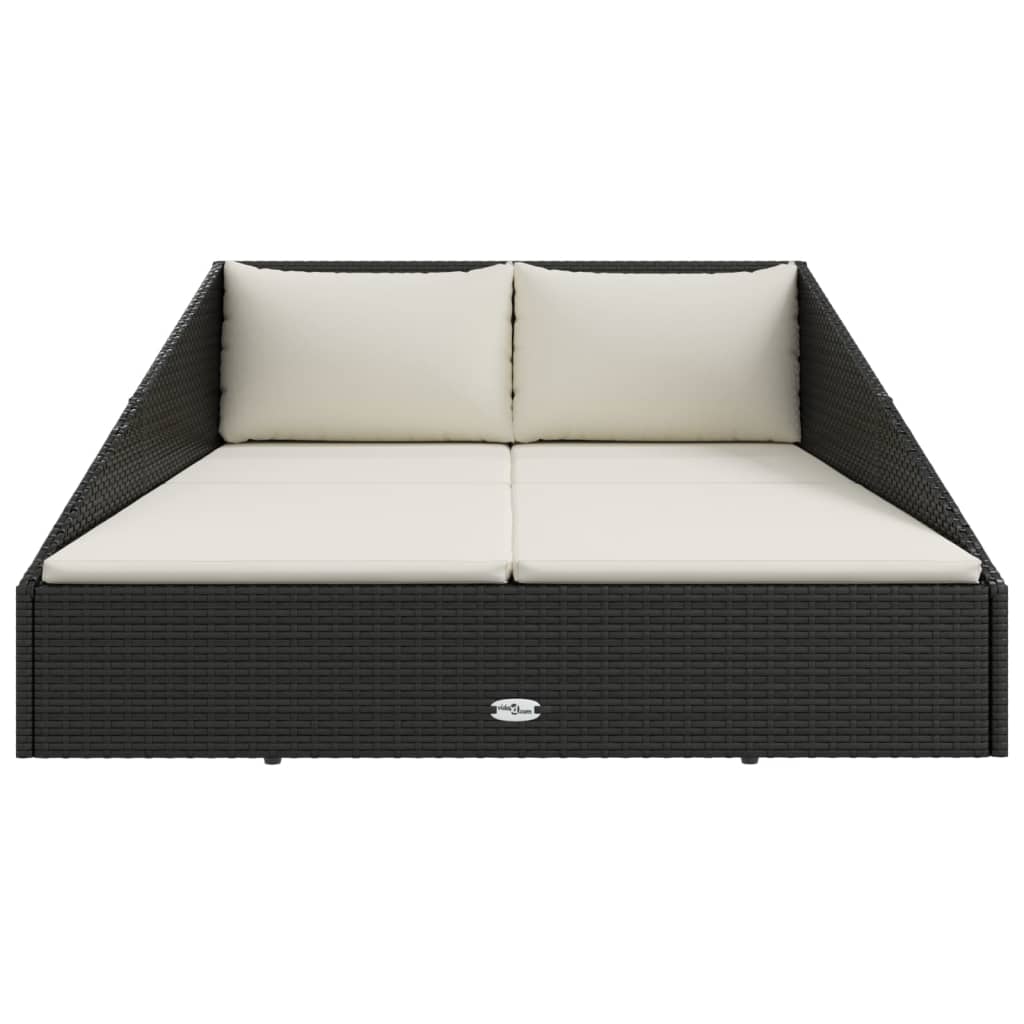 Tuinbed 110X200 Cm Poly Rattan Grijs Zwart