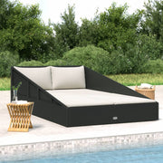 Tuinbed 110x200 cm poly rattan zwart grijs