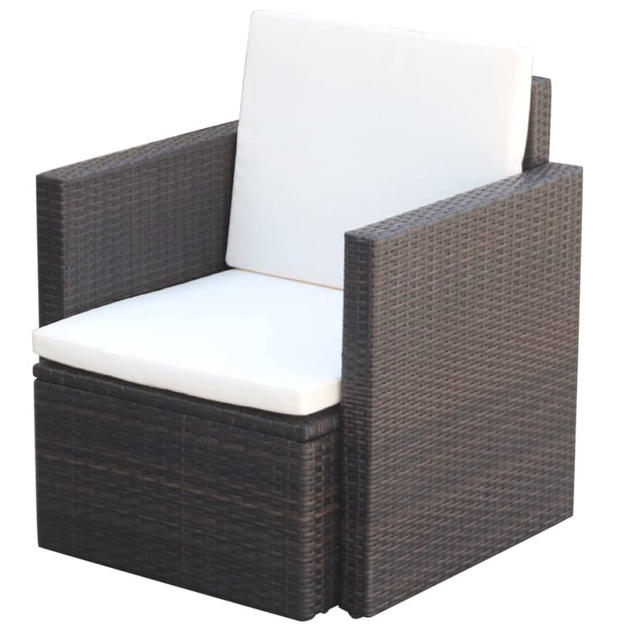 Tuinstoel met kussens poly rattan bruin