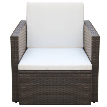 Tuinstoel met kussens poly rattan bruin