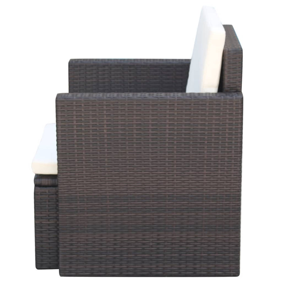 Tuinstoel met kussens poly rattan bruin
